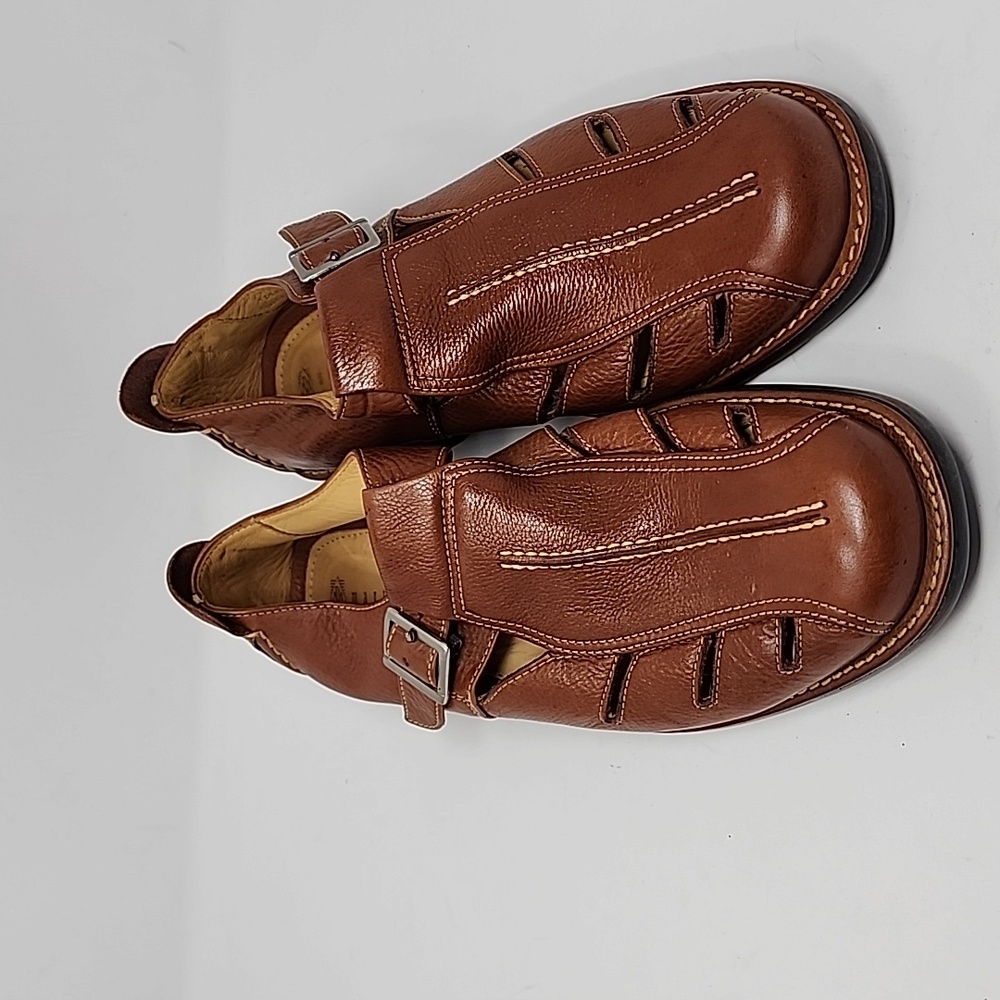 Martin Dingman Bor  Men's Leather Sandals Brown Loafers Size 9 - Picture 2 of 7